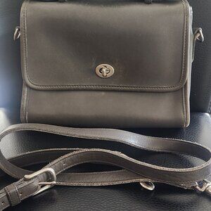 Coach leather bag in Charcoal Grey with silver
